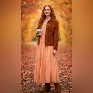 Vtg Fads Embroidered Dress Size M Y2K 90s Boho Autumn Cottagecore Fairy Tiered